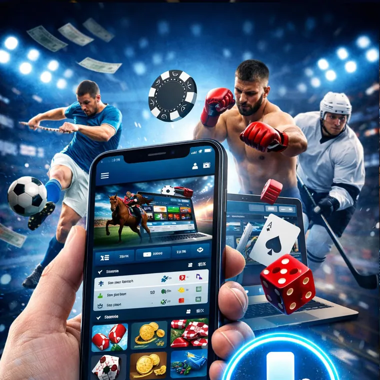 bet100 mobile app on a smartphone, showcasing casino and sports betting